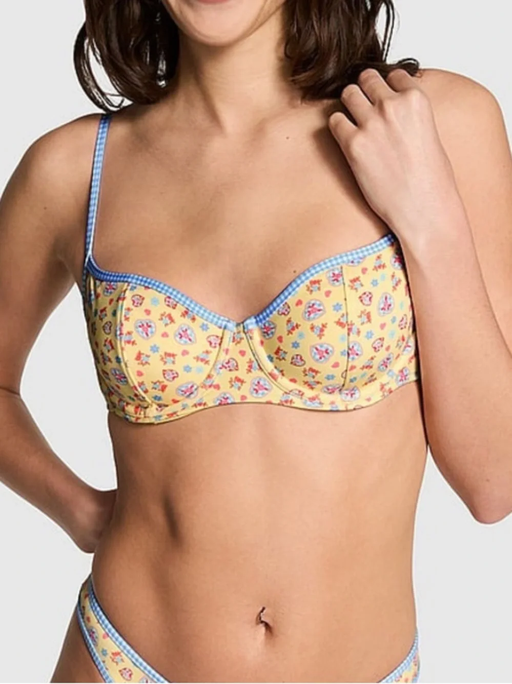 Frankie’s Bikinis Pink Victoria’s Secret Golden Hour Floral Gingham Bikini Top
